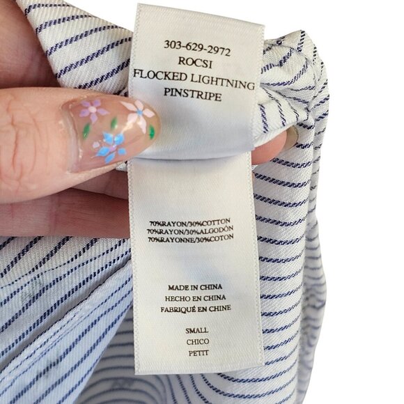 Rails Taylor Blue and White Lightning Bolt Collared Button Up Top Sz S - Picture 5 of 6